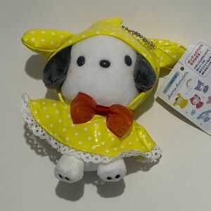 Sanrio Pochacco Raincoat Plush Keychain